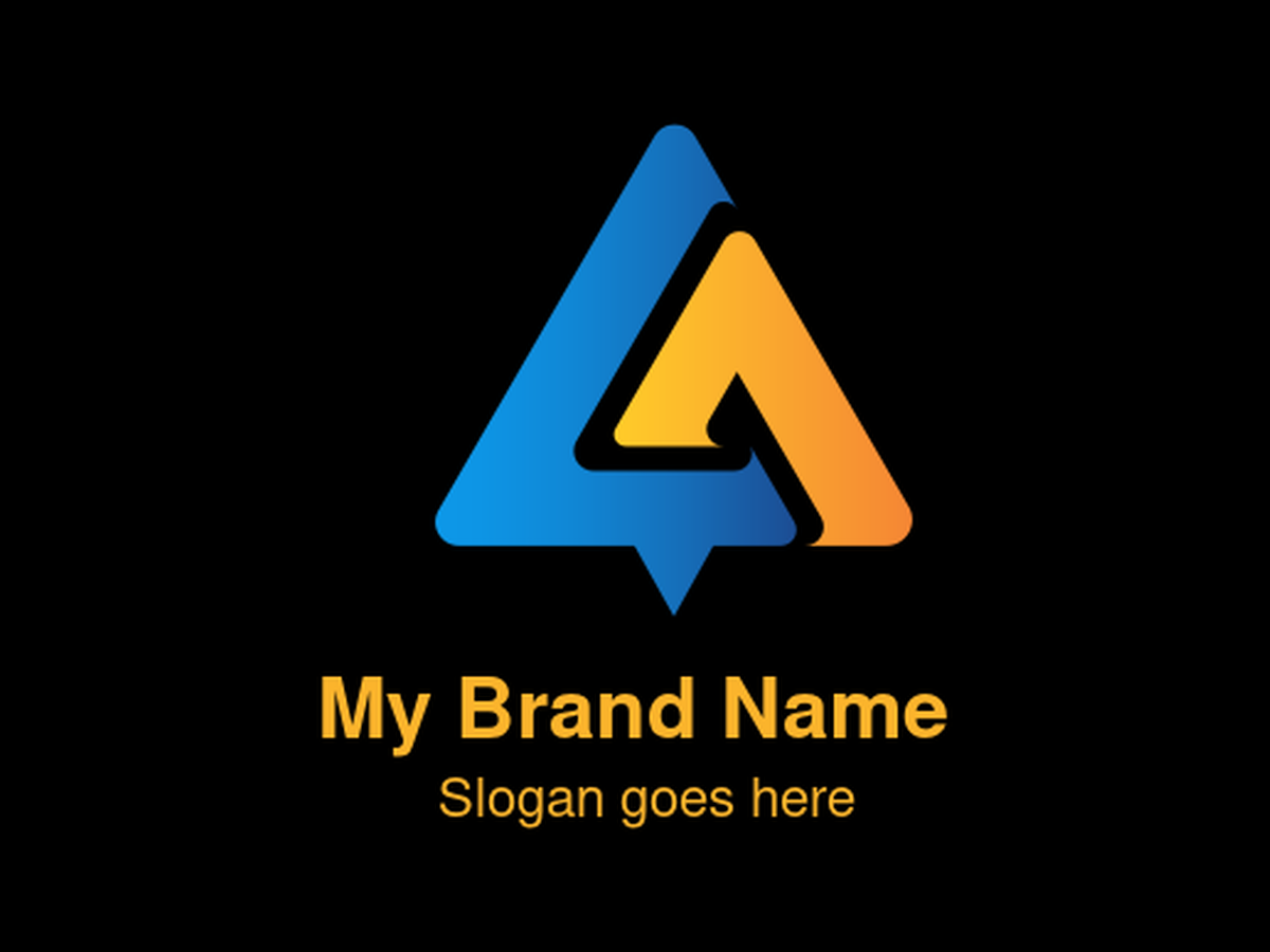 Contemporary Blue and Orange Geometric Triangle Letter A Logo with Central Arrow Accent for Dynamic Tech Companies